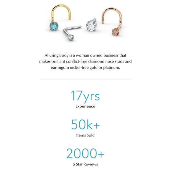 🆕AB || Diamond Nose Stud •Platinum• [Right Side] - Picture 5 of 6